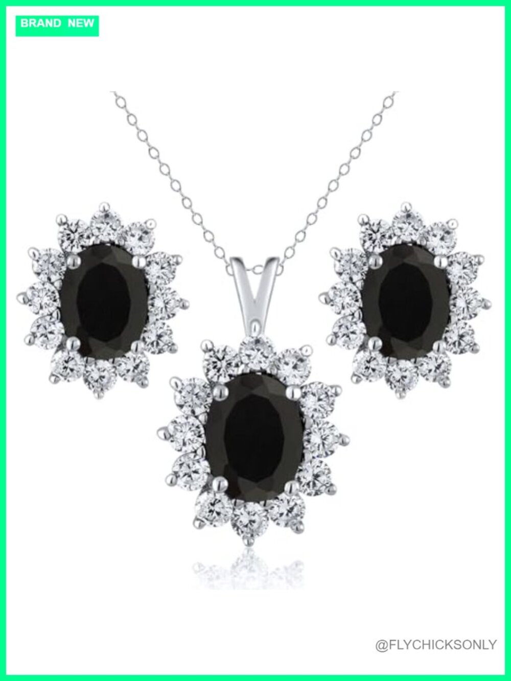 Oval Halo Birthstone Pendant Earrings Set 925 Sterling Silver Zirconia